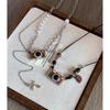 Retro Tiger Eye Stone Layered Necklace with Clavicle Length Chains