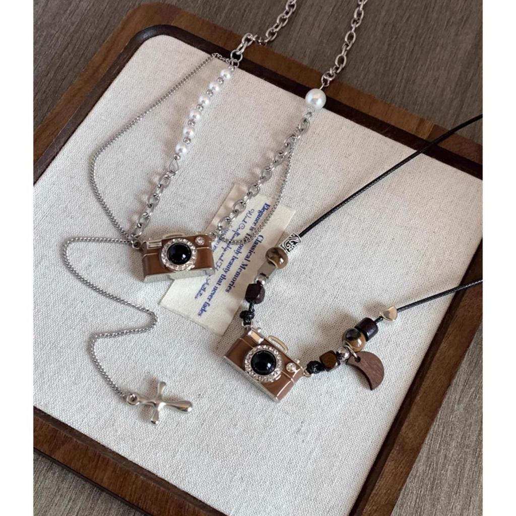 Retro Tiger Eye Stone Layered Necklace with Clavicle Length Chains