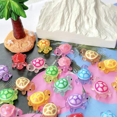 10Pcs Cute Cartoon Mini Luminous Turtle Resin Miniature Figurine Ornament Micro Landscape Decoration Diy Home Desktop Decoration