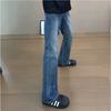 Mens Blue Denim Jeans Washed Lightning Slim Straight Leg Streetwear Style Casual Pants