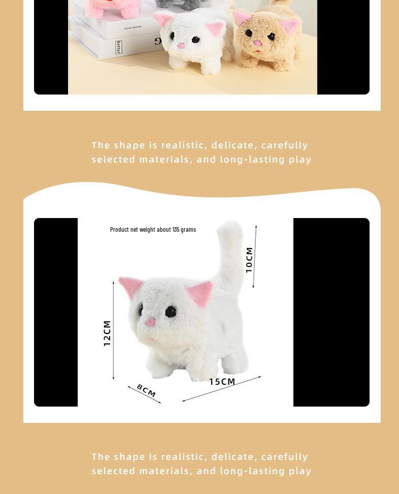 Interactive Electronic Kitten Plush Toy: Walks, Meows, and Wags Tail - Perfect Children's Pet Simulation