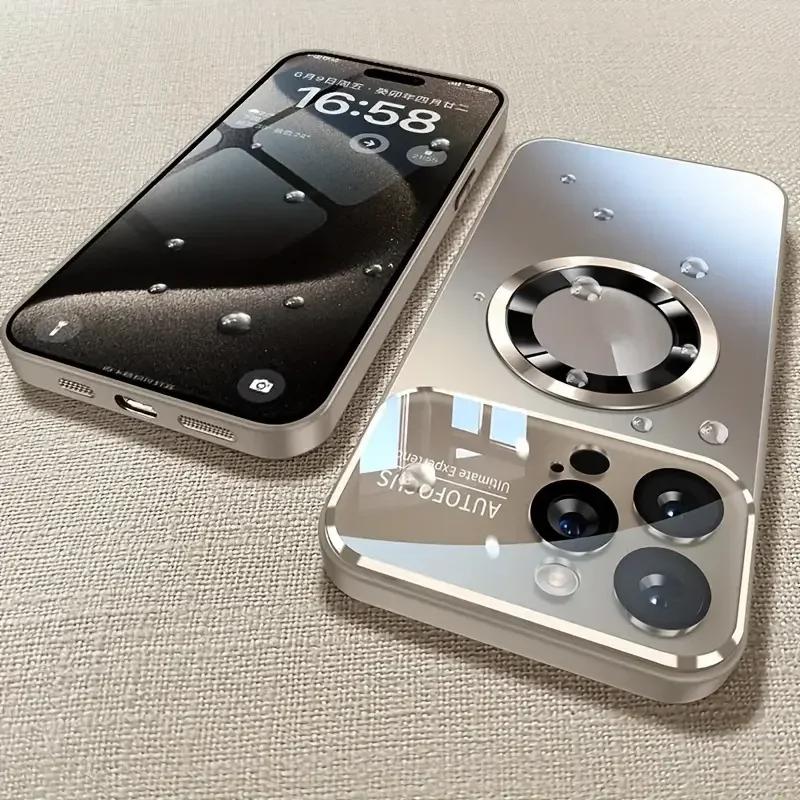 Luxury Titanium Magnetic Case For iPhone 16 15 14 13 12 11 Pro Max Plus Metal Color Magsafe Wireless Charging Case