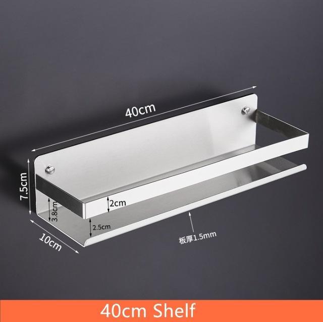 Koupelnová police Nerezová ocel Čtvercové rohové police Držák na ručníky Držák na šampon do sprchy Kuchyňský stojan na koření