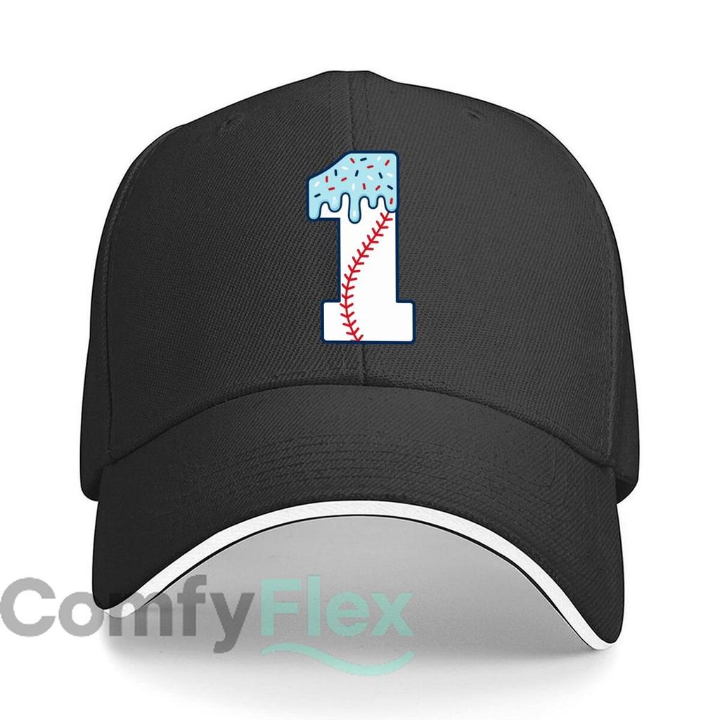Baseball One Frosted Sprinkle Number Sandwich Baseball Cap Sun Cap Outdoor Workouts Hat