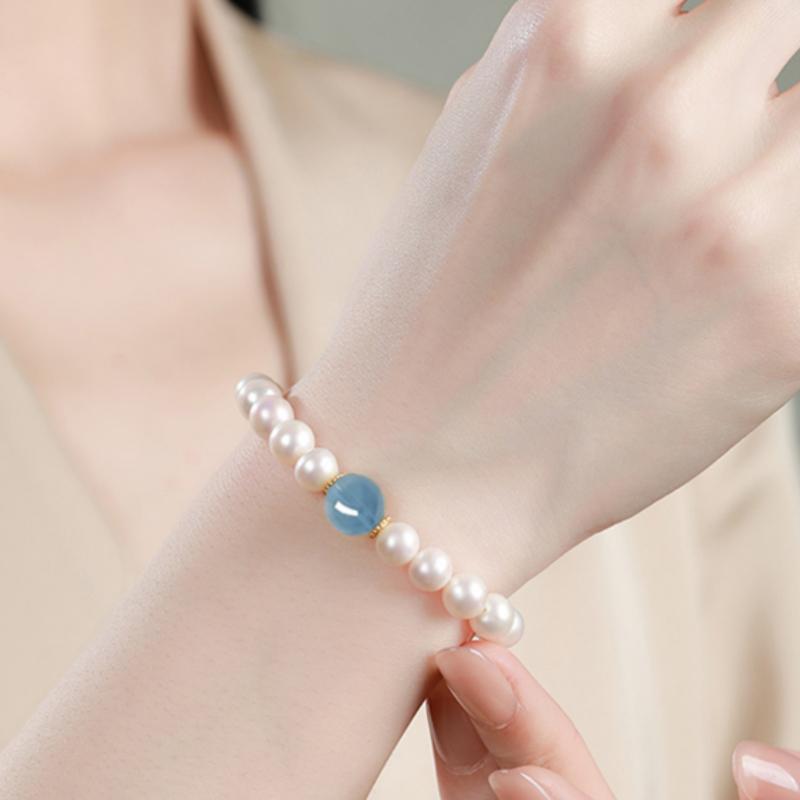 Aquamarin Perlenarmband für Frauen – Perfektes Geschenk für beste Freundin oder Freundin