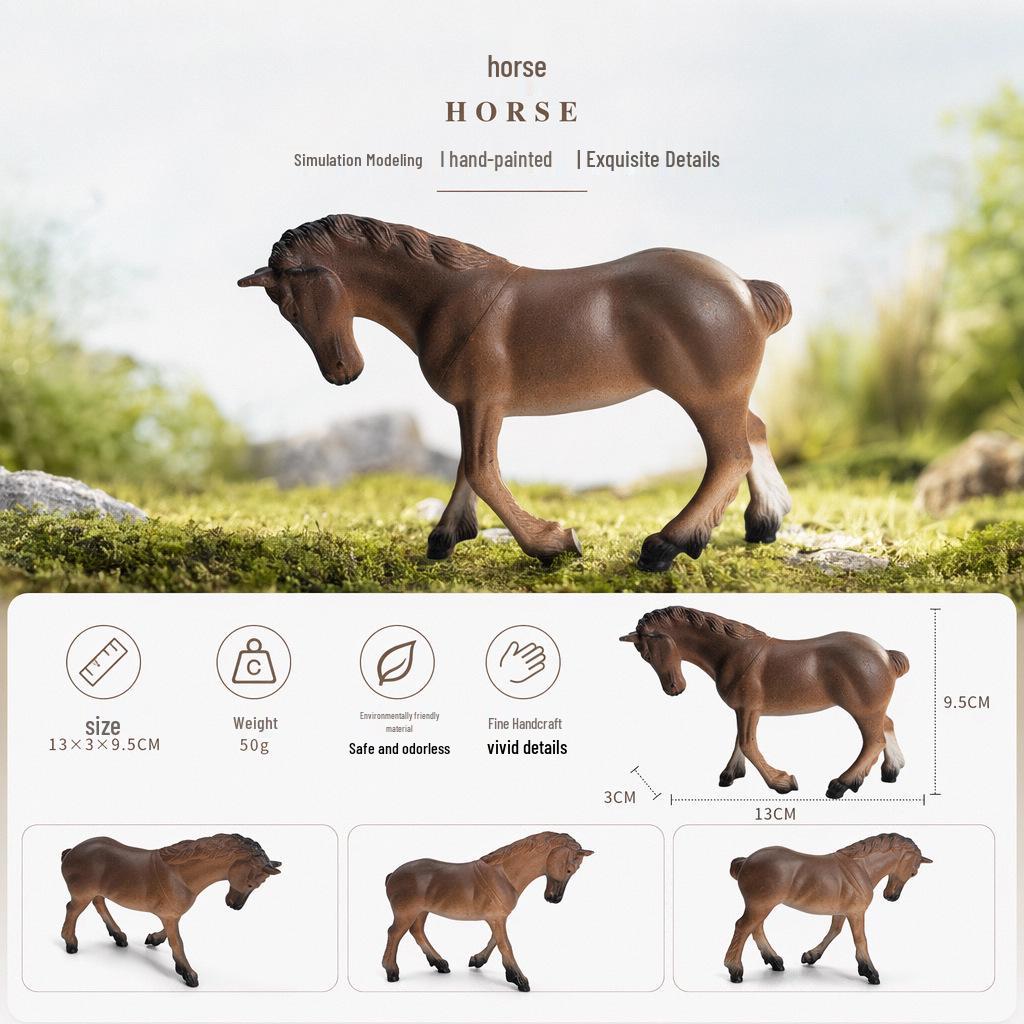 Black Stallion Foal Simulation Animal Model - Wild Horse Cognitive Toy Ornament for Children