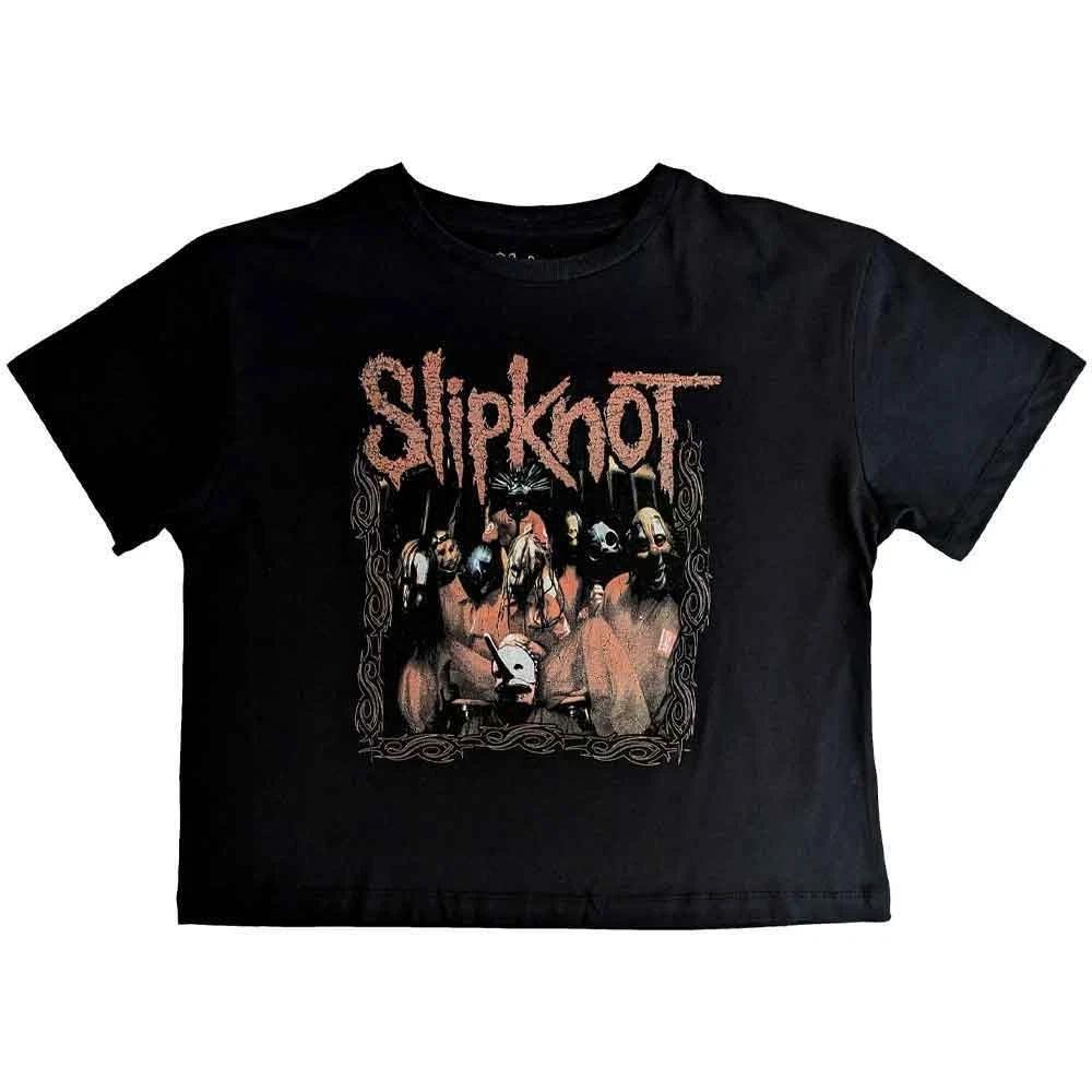 Slipknot Ladies Crop Top: Band Frame Small / Black M