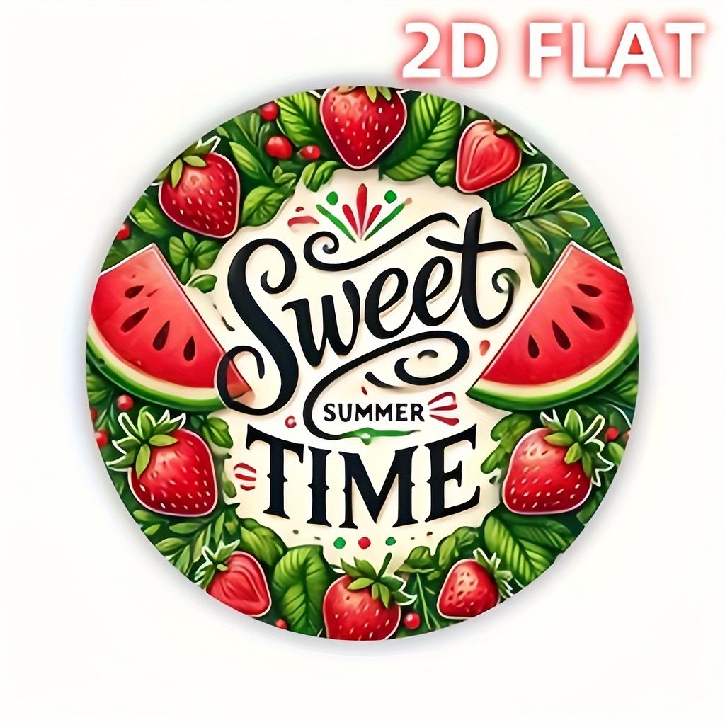 HD Tin Sign Sweet Summer Time Round Vintage Metal Wall Art Strawberry Watermelon Fruit Decor