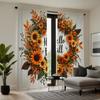 2 Stück HD Erntedank Sonnenblumen Rattan Girlande Vorhang Grün Gelb Krawatte Digital bedruckter Vorhang Heimdekoration Stil Dekorieren