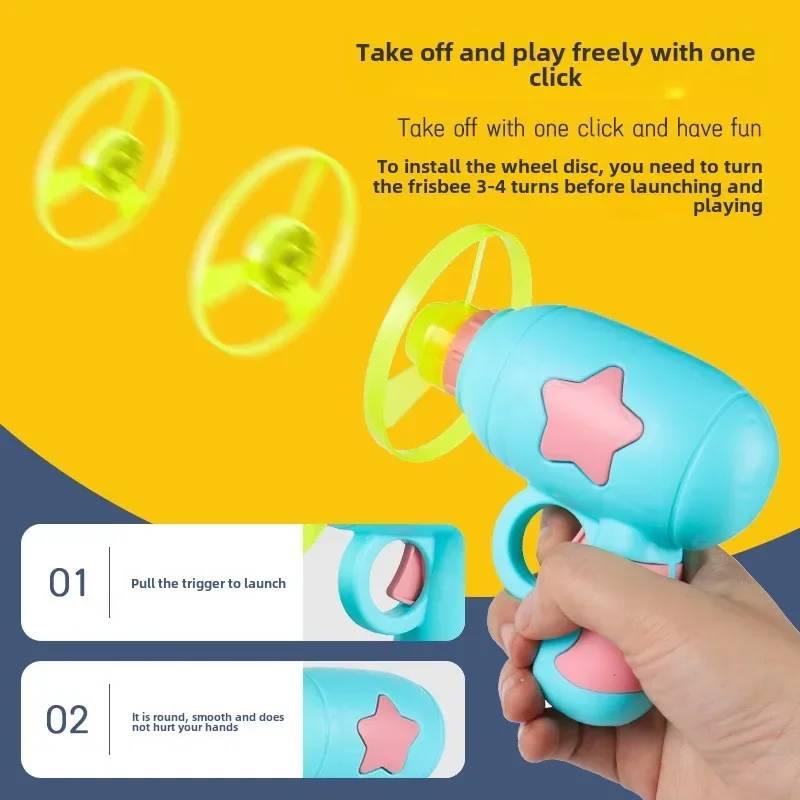 Children Saucer Launcher Outdoor Spinning Top Dinosaur Gun Toys Mini Flying Disc Shooting Gun Funny Cat Toy