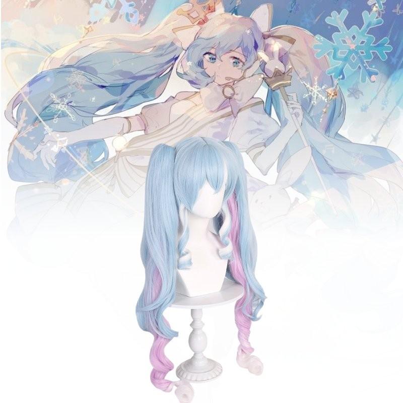 Lange Snow Miku Cosplay-Perücke aus hitzebeständiger Kunstfaser für Damen, perfekt für jeden Hautton