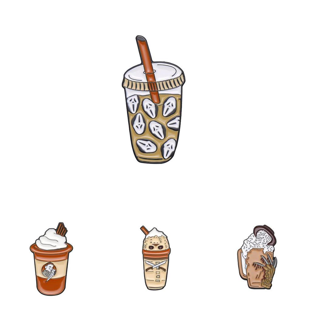 Unique Geometric Skeleton Cup Ice Cream Brooch Pin For Halloween Fashion Accessory
