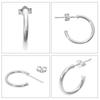 [Shinjuku Gin No Kura] Simple Half Hoop Sterling Silver 925 Earring, Single Ear, Basic Ring Earring, Round Top, Mirrored Finish