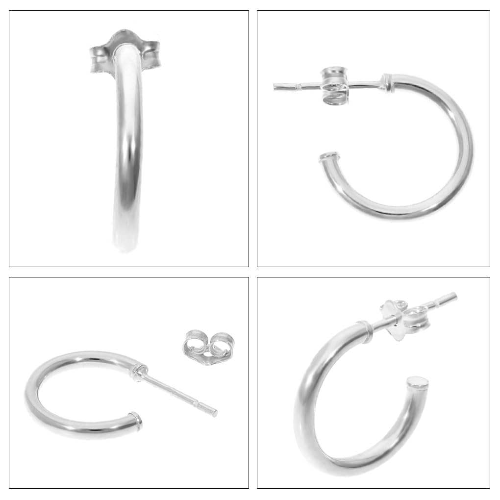[Shinjuku Gin No Kura] Simple Half Hoop Sterling Silver 925 Earring, Single Ear, Basic Ring Earring, Round Top, Mirrored Finish
