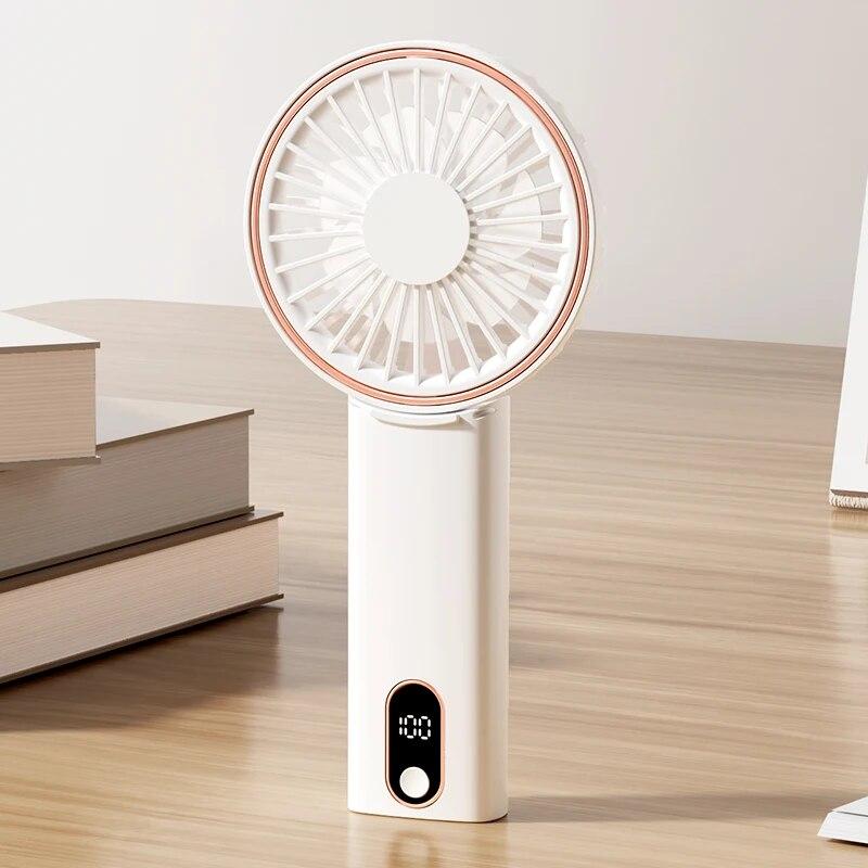 

New Neck Digital Display Handheld Student Outdoor Portable USB Charging Fan Desktop Aromatreatment Small Fan белый