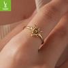 S925 Sterling Silver Plated 14K Gold Sun Opening Ring Sunshine Charm Sun Ring Jewelry