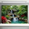 2D Türkisfarbener Pool Wasserfall Wandteppich Tropischer Regenwald Fotografie Hintergrund