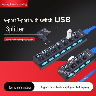 High-Speed 4-Port USB 3.0 & 7-Port USB 2.0 Hub with Switch for Laptops