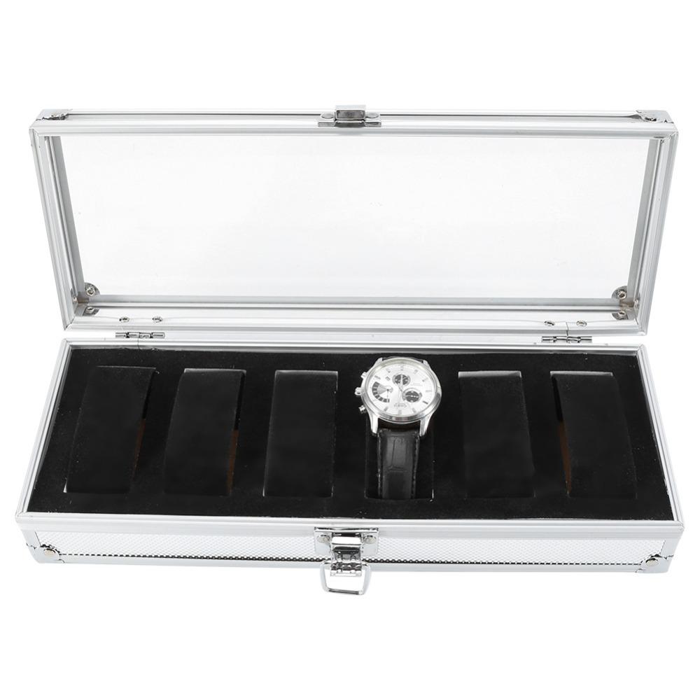 Aluminum Watch Storage Box 6 Grid Slots Jewelry Display Box Watch Display Box  Jewelry Storage 6 Slots