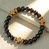 Braccialetto Noter New Cross per Uomo Legno Naturale Meditazione Guarigione Preghiera Charms Braccialetto 3 Opzioni di Colore Accessori Casual da Polso
