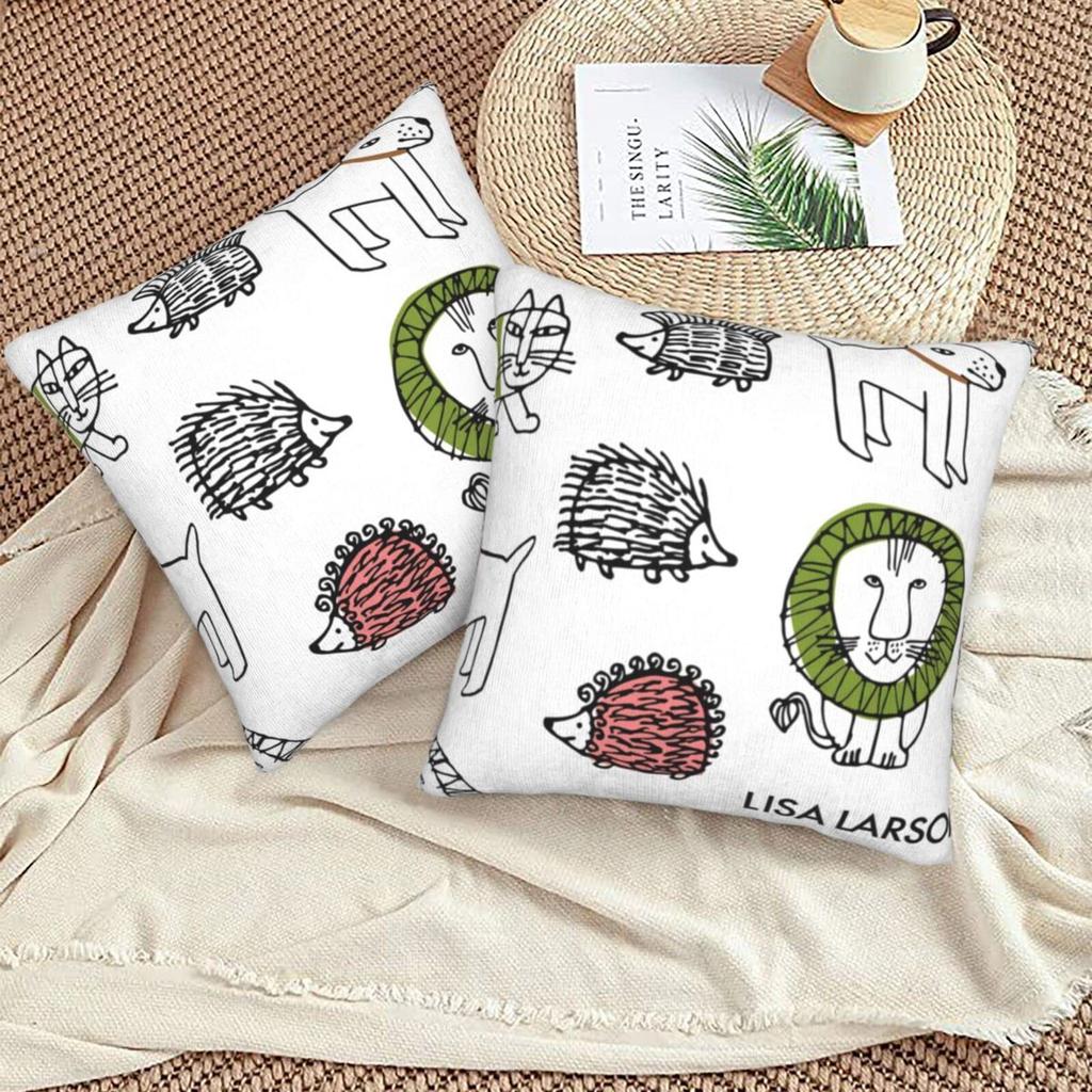 HTSW Cushion Set of Lisa Larson Nordic Decorative Cushion Sofa Back Car Chair and Interior Decor Covers, 45x45cm, 2, Design, Style, Pillowcases,