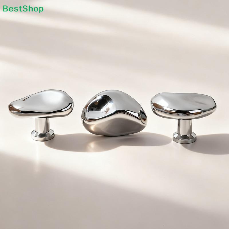 Trregular Pebble Shaped Chrome Door Knob,Modern Minimalist Passage Door Handle for Interior Doors