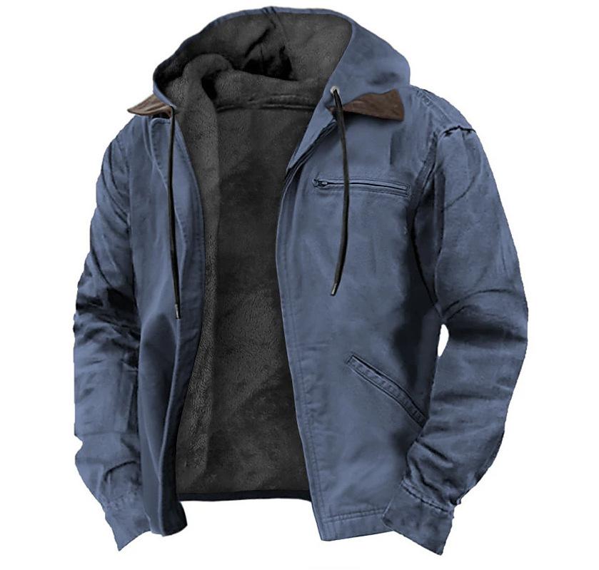 

Men s casual autumn and winter hooded jacket, trendy and versatile, fleece men s multi-color zipper pocket jacket top2025 XL