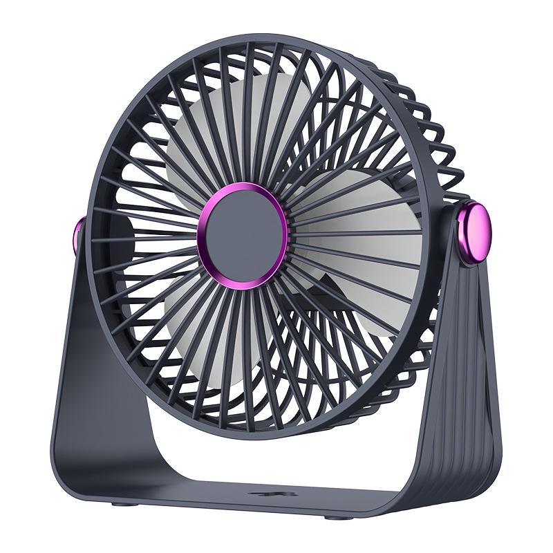 Portable USB Desktop Fan with U-shaped LED Light for Strong Wind Circulation