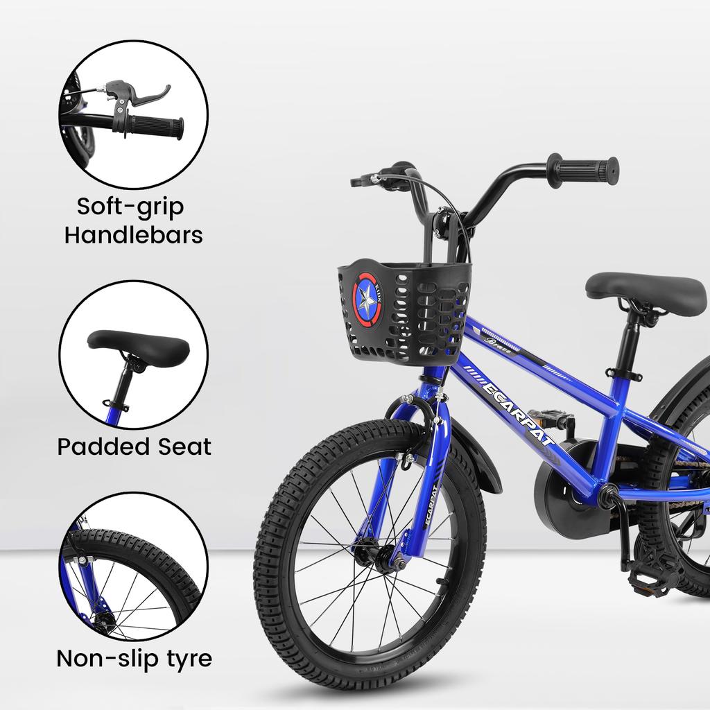 Kids Bike 14 Inch for Boys & Girls with Training Wheels, Freestyle Kids' Bicycle with Bell,Basket and Fender.