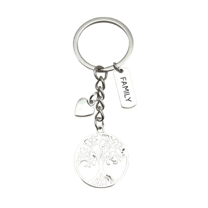 Antique Silver Heart & Tree Pendant Keyring