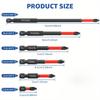 6pcs Tungsten Steel Magnetic Screwdriver Bits PH2 S2 with 1/4 Inch Hex Shank Red Black for Electric and Manual Screwdrivers