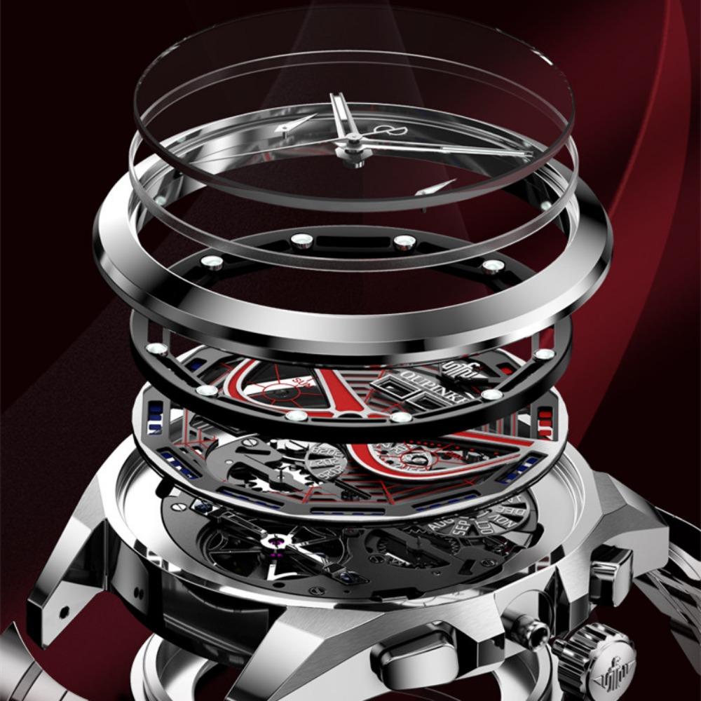 OUPINKE Herrenuhr Multifunktionale mechanische Uhr Hollow Spider Armor Herrenuhr High-End-Uhr