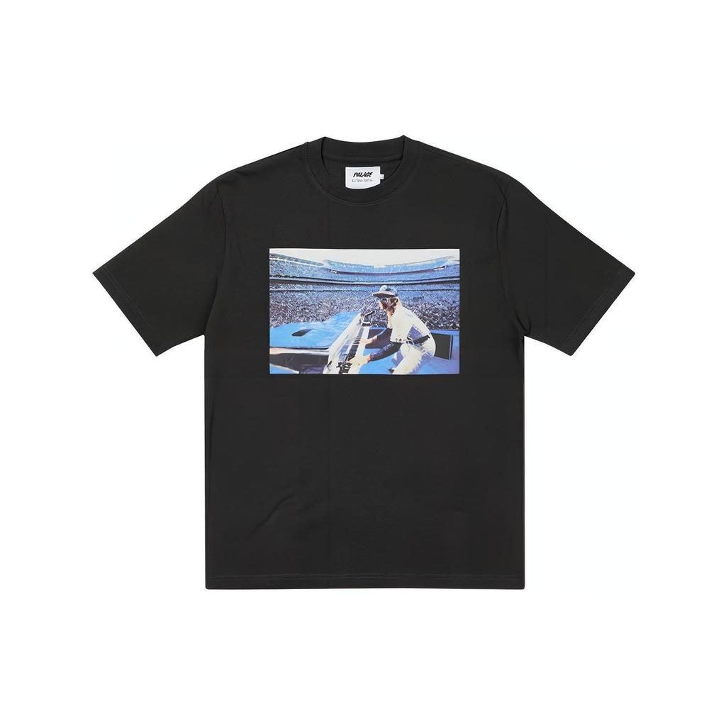 Palace X Elton John Collaboration Printed Crew Neck Short Sleeve T-Shirt Unisex T-Shirt Black P21TS298