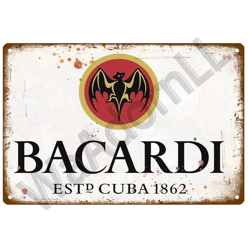 

Жестяная табличка HD Винтажная Ром Bacardi Ретро Металлический плакат Классический Бар Настенное искусство Декор для Мужской берлоги Паба Домашний Декор 20x30cm（7.8x11.8inch）