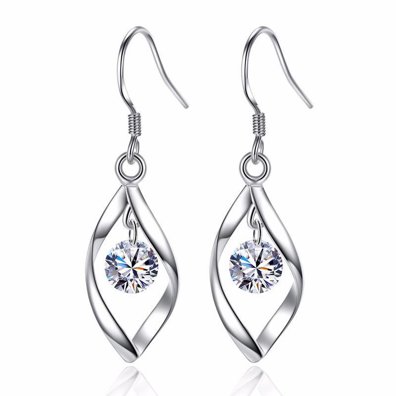 

New 925 Sterling Silver Earrings 5A Zircon Sparkling for Women Luxury Wedding Engagement Jewelry drop Earrings Party Gifts