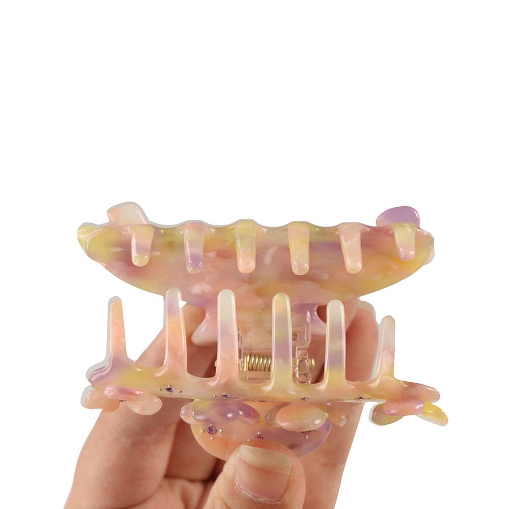 White Colorful Crystal Flower Acetate Hair Claw Hair Ornaments Flower Hair Clips Korean Style