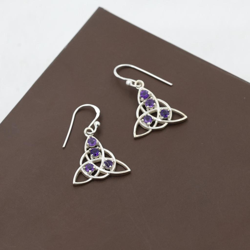 Faceted Amethyst Women Earring, 925 Sterling Silver Handmade Jewelry, February Birthstone Earring, Silver Earring Ar6672