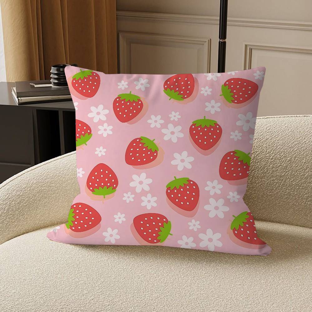 Cute Strawberry Maple Design Cushion Cover Happy Autumn Harvest Decor Holiday Decorati Pillow Cover