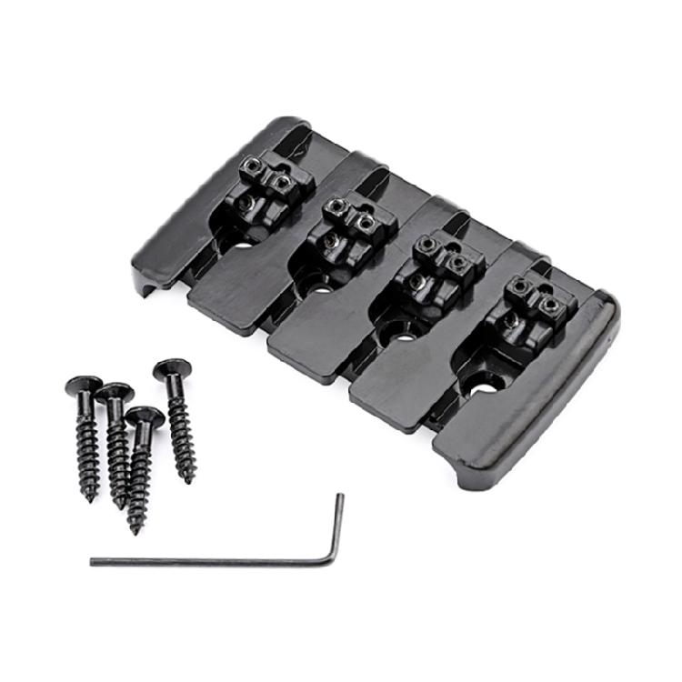 Metal Fixed Hardtail Saddle Bridge with Wrench & Screws for 4 String Guitar Bass