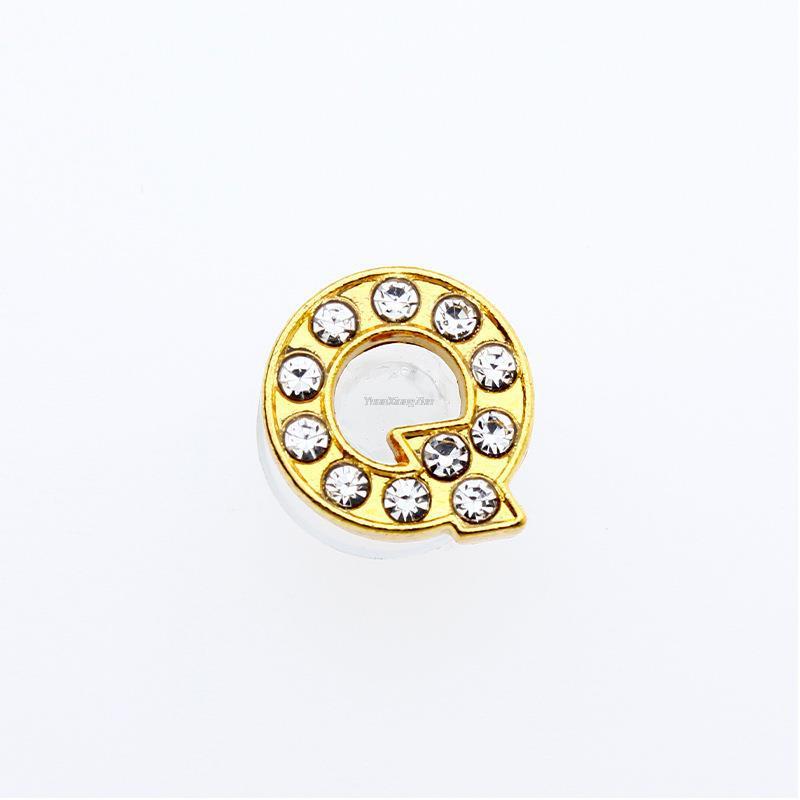 1Pcs Gold Letters Metal Shoe Charms Crystal Diamond Alloy Charms Shoes Accessories Buckle High Quality Shoes Decoration
