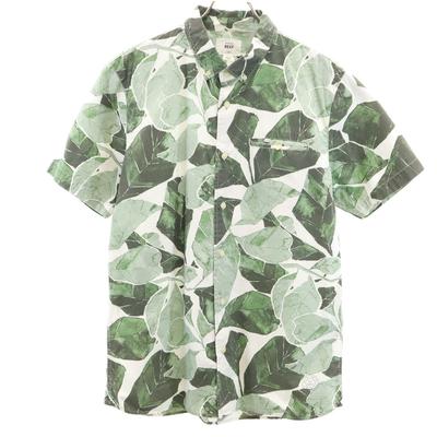 M.W FOR REEF Blätter Muster Kurzarm Button-Down Hemd M grün Herren Gebraucht