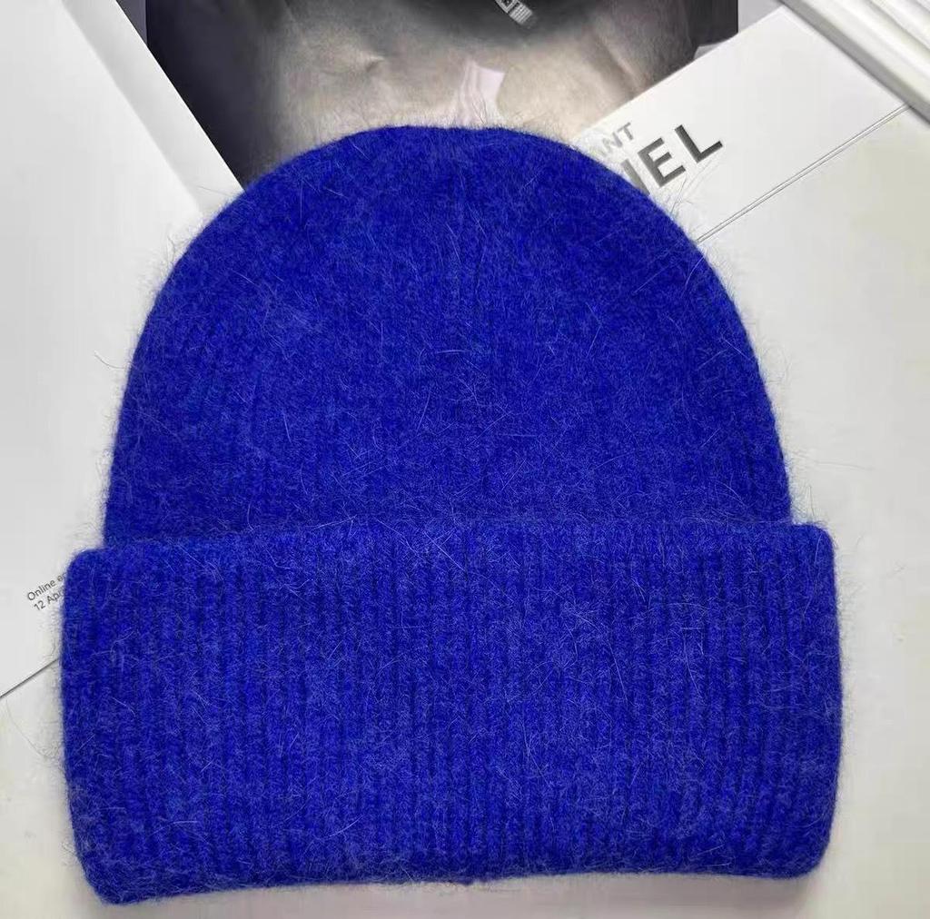 Japanese High-End Women's Rabbit Fur Knitted Beanie - Trendy Autumn/Winter Warm Hat