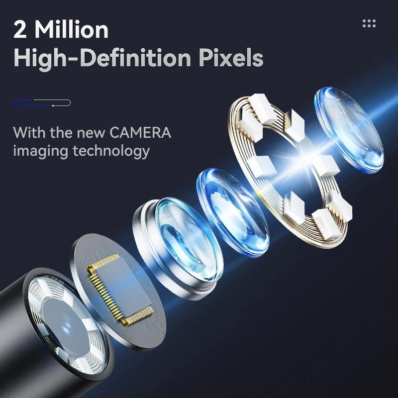 1080P HD Car Inspection Industrial Endoscope Type-C 360° Bi-directional Rotating Joint IP64 Waterproof Camera with 8 LEDs IOS Android Universal