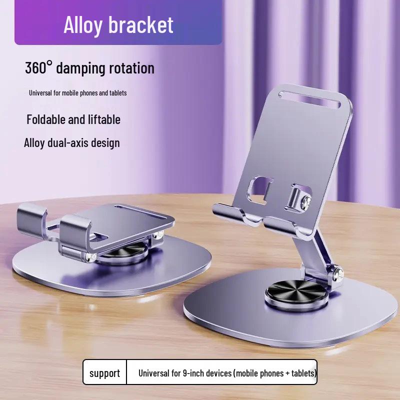 Universal All-Metal 360° Rotating Phone & Tablet Stand for Desktop Live Streaming & Learning