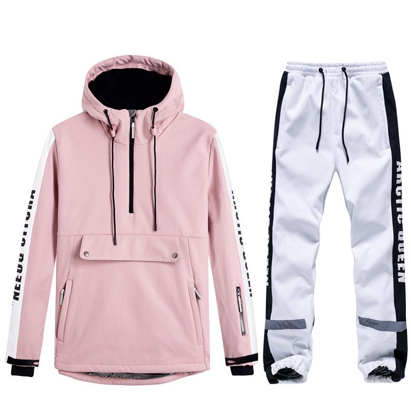 Unisex Couples' Ski Hoodie Set: Warm, Thickened Snowboard Suit for Men and Women.