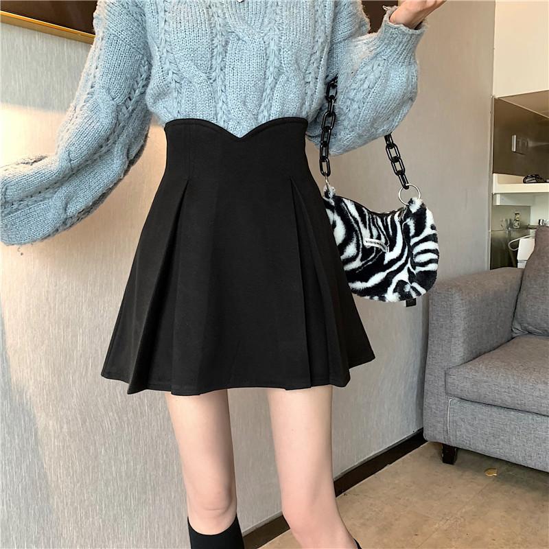 Pleated Skirt Plus Size Women's High Waist Puffy Skirt Umbrella Skirt Spring Summer Student Slimming Anti-Exposure A-Line Short Skirt