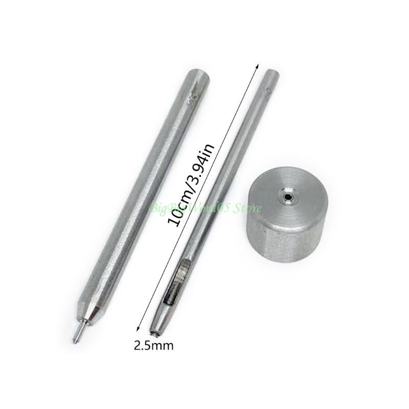 24TE 3Pieces Grommet Punching Tools Set DIY Art Work Snap Button Installation Tools for Leathercraft Eyelets Hole Making