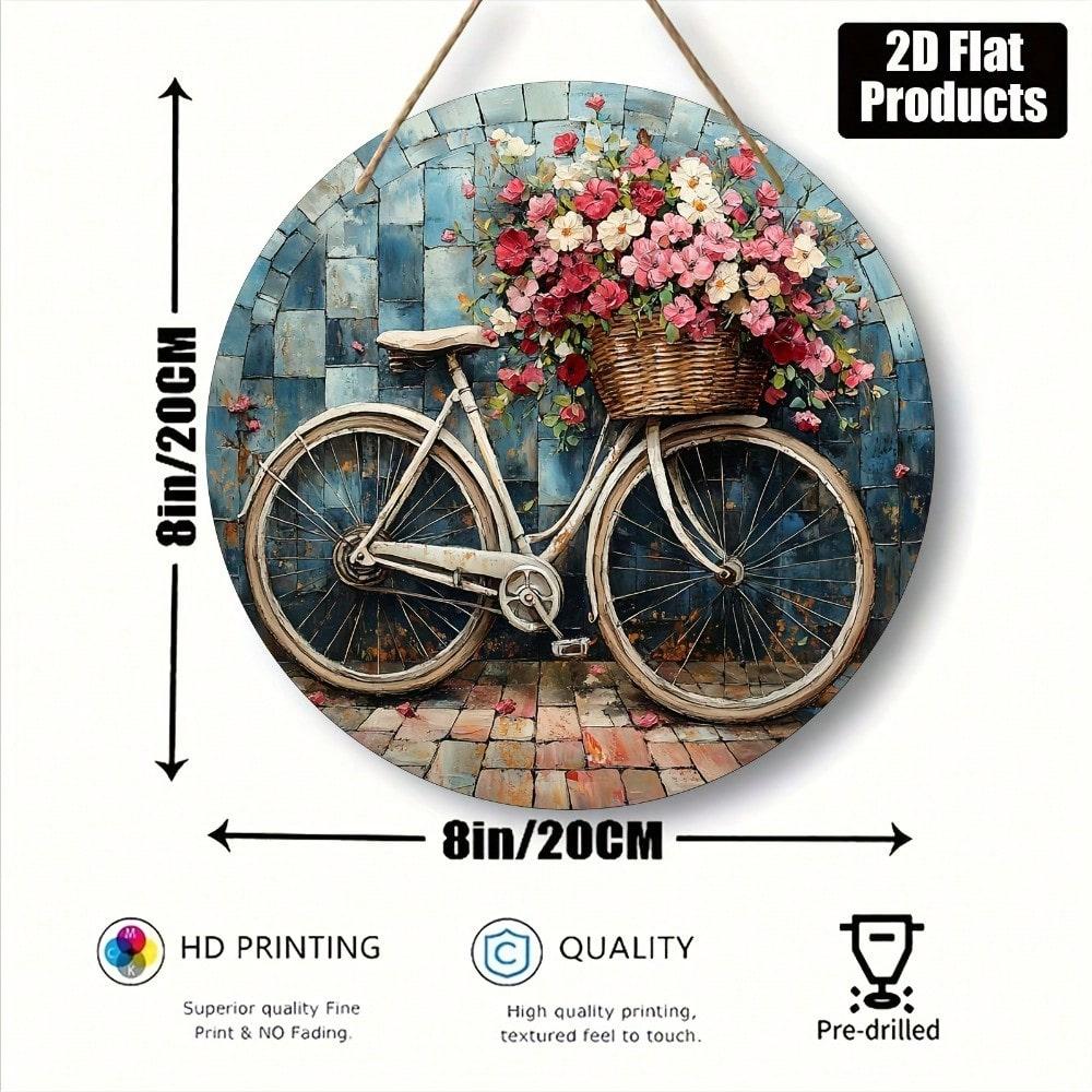 

Metal Tin Sign Vintage Bicycle Wall Art Floral Decor Plaque Home Cafe 20x20 разноцветный