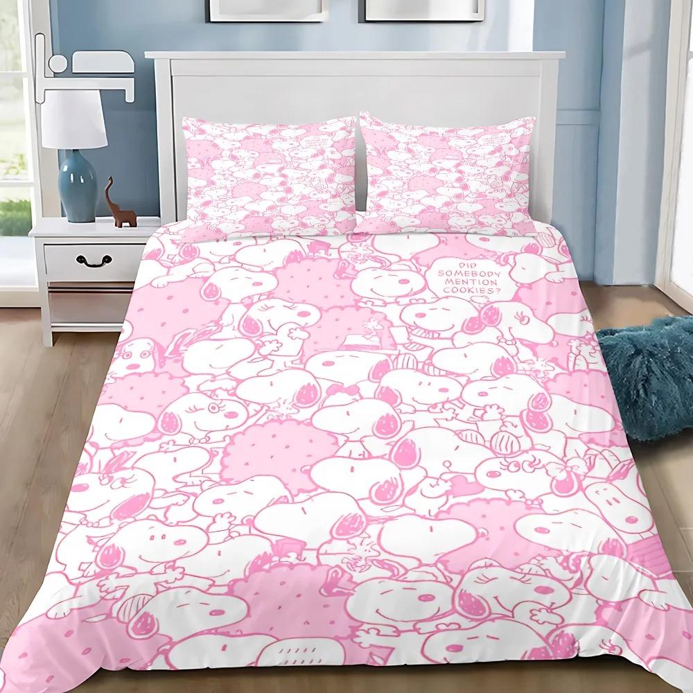 Duvet Cover Pillowcase Bedding Set Cute Funny S-Snoopys Adult Boy Girl Bedroom Decoration Children Gift Single Double Large Size