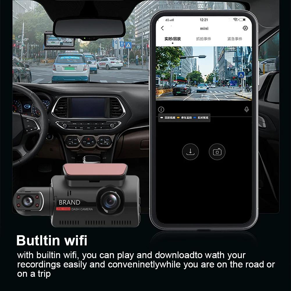 Cámara de salpicadero de doble lente para coche, grabadora de vídeo HD 1080P con caja negra, wifi, visión nocturna, sensor G, grabación en bucle, DVR.